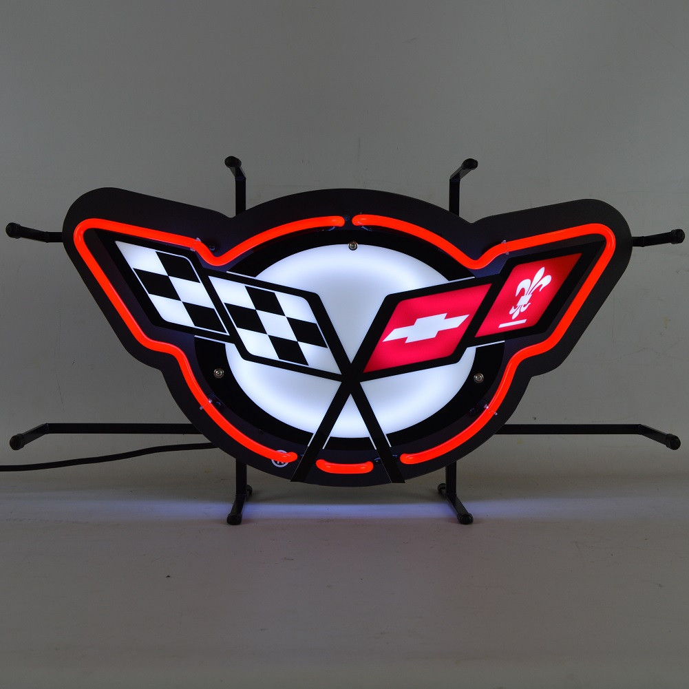 corvette logo neon clock