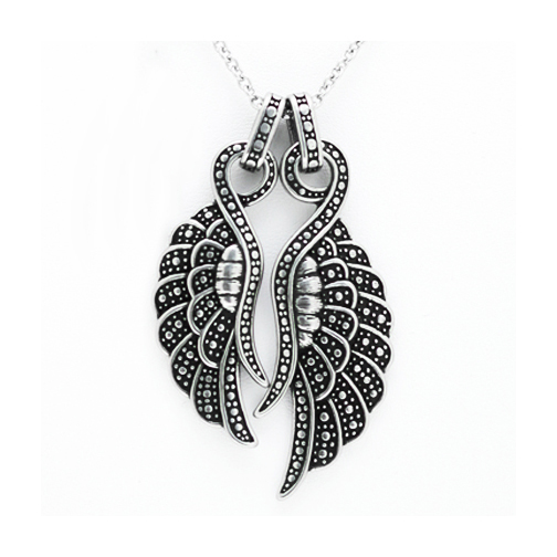 Controse Detailed Angel Wings /& Halo Stainless Steel Pendant 28/" Necklace CN093