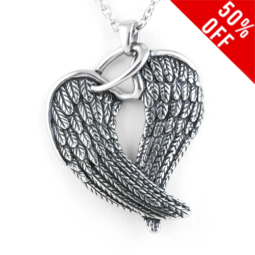 Controse Detailed Angel Wings /& Halo Stainless Steel Pendant 28/" Necklace CN093