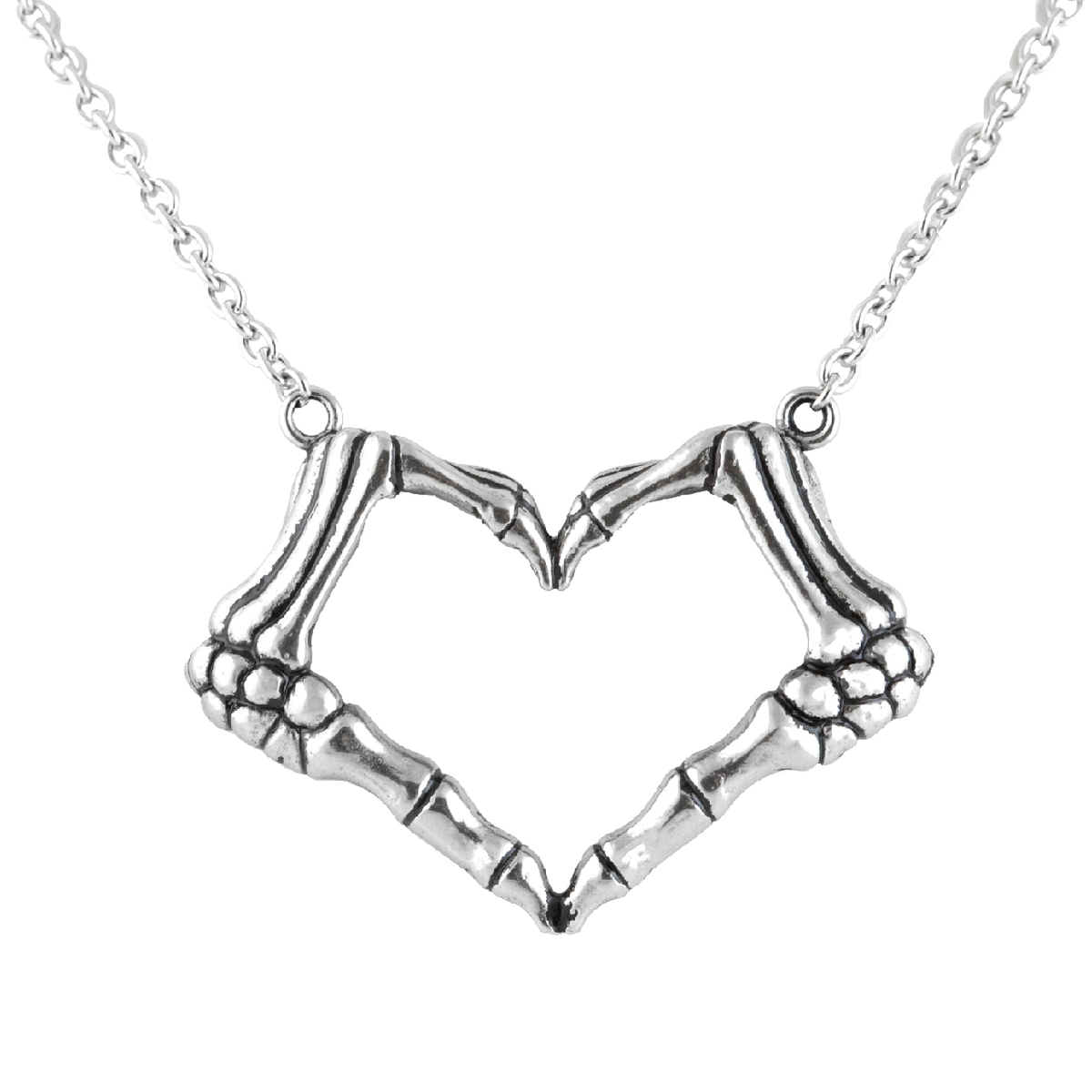 Skeleton Hand Heart Necklace - I Love You To Death