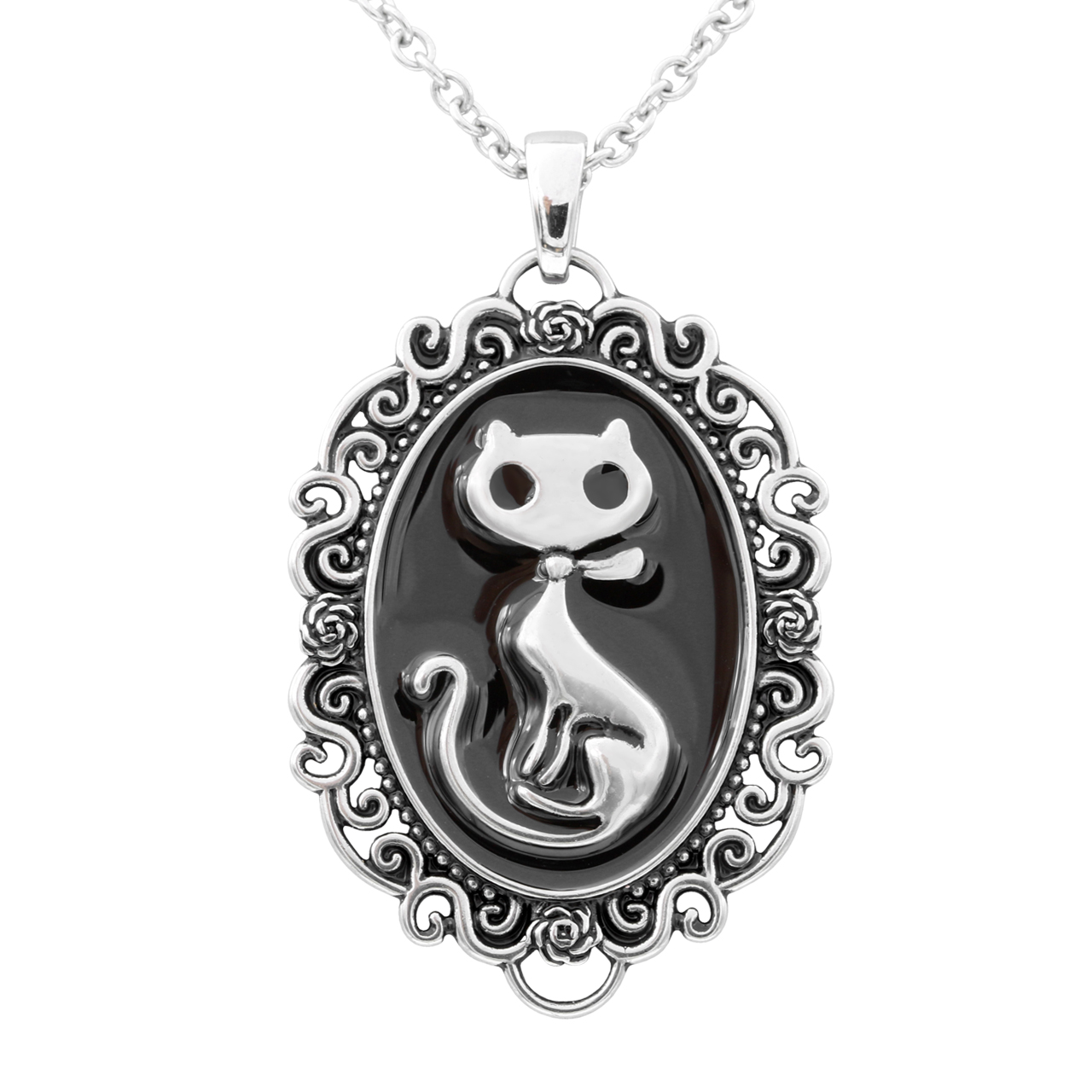 Cat Silhouette Cameo Necklace