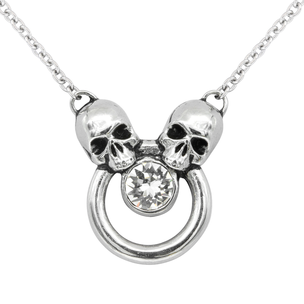 Siamese Skull Necklace with 5.2 mm Crystal