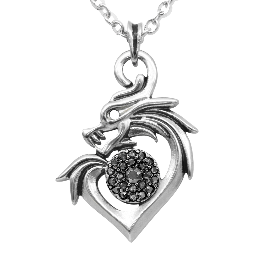 Dragon Necklace in Heart Sharped
