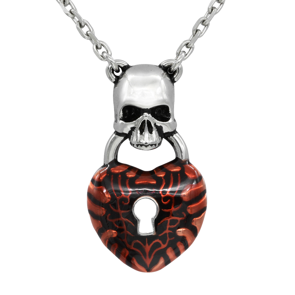 Heart Lock Skull Necklace - Protected Heart