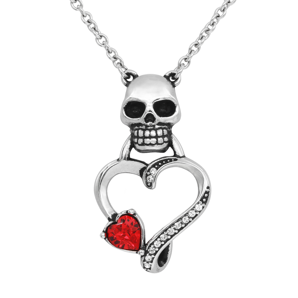 Skull Heart Necklace with Swarovski crystal - Guardian Of Your Heart