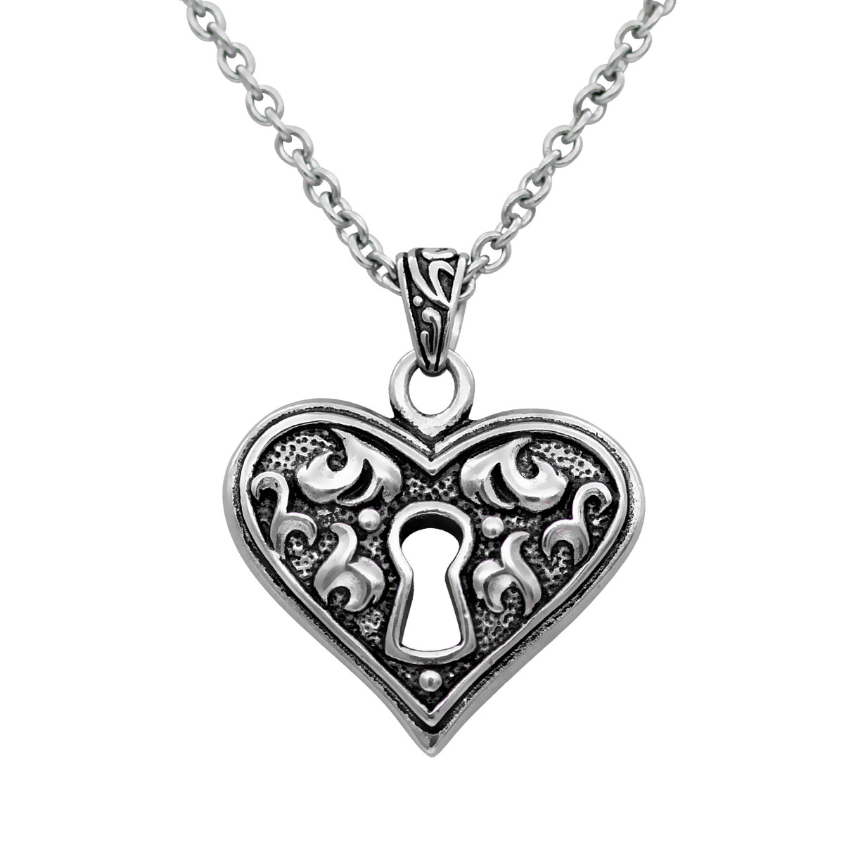 Heart and Keyhole Charm, Silver