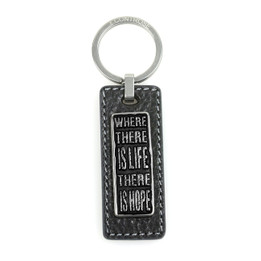 Leather Keychain With Message Hope - Black
