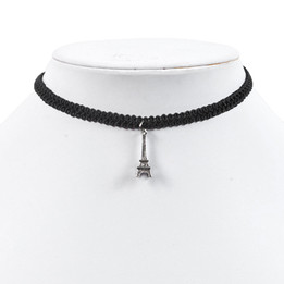 black lace choker necklace with towel