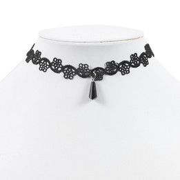 black lace chocker necklace with glass