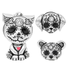 Day of the Dead Animal Necklace Interchangeable Sugar Skull Pendant - Heart