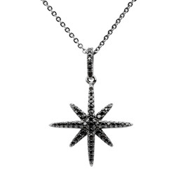 Starburst Necklace - Black Rhodium Plated Over Brass with Black Cubic Zirconia