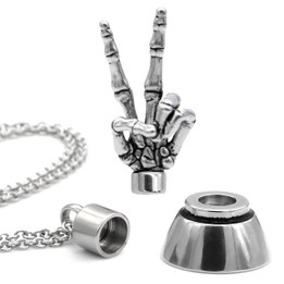 Undying Peace Skeleton Hand Necklace With Magnetic Ornament