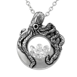 Kraken Floating Charm with White Swarovski Necklace