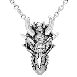 Dragon Skull Necklace with Crystals