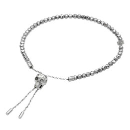 Silver color hematite skull beaded pull-chain bracelet
