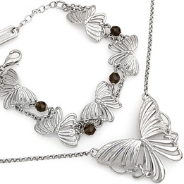 Butterflies Big and Small Necklace & Bracelet Set