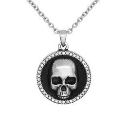 Skull Necklace - cool skull pendant with 42 Swarovski crystals 