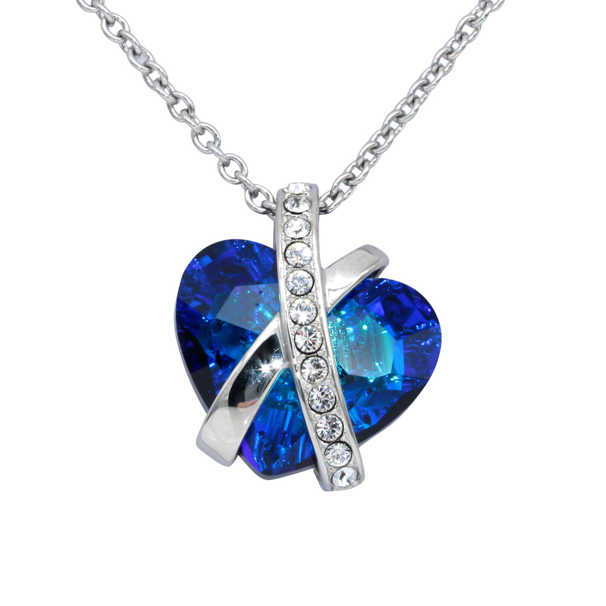 Wrapped in Love Blue Heart Necklace 