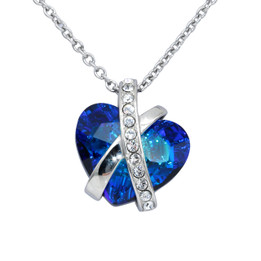 Wrapped in Love Blue Heart Necklace