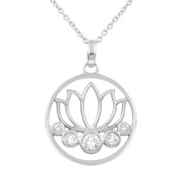 Lotus Necklace with 5 Swarovski Crystal - Flower of Life