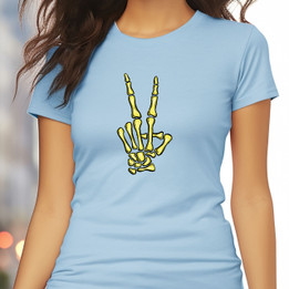 Women's Skeleton T-Shirt - Peace Sign Tee