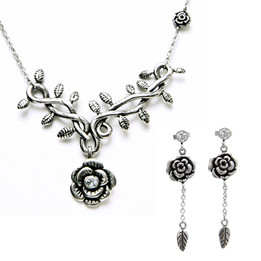 Wild Hibiscus Rose Necklace & Earrings Set