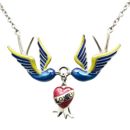 Love Swallows Necklace - Reversible