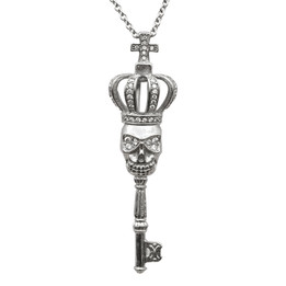 Crowned Skull Key Necklace (WHITE)