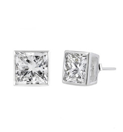 Sterling Silver Square CZ Stud Earring - 8MM