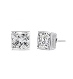 Sterling Silver Square CZ Stud Earring - 7MM