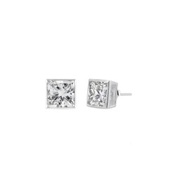 Sterling Silver Square CZ Stud Earring - 4MM