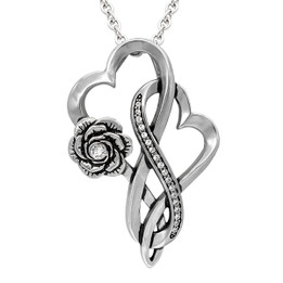 Infinity Hearts With Rose Love Necklace