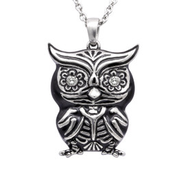 Owl Necklace "Crystal Eyes", Bird Pendant Adorned with Swarovski Crystals