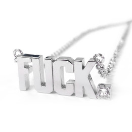 FUCK Pendant Block Letter Necklace with Swarovski crystal