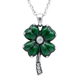 Four Leaf Clover with Swarovski Crystals Necklace