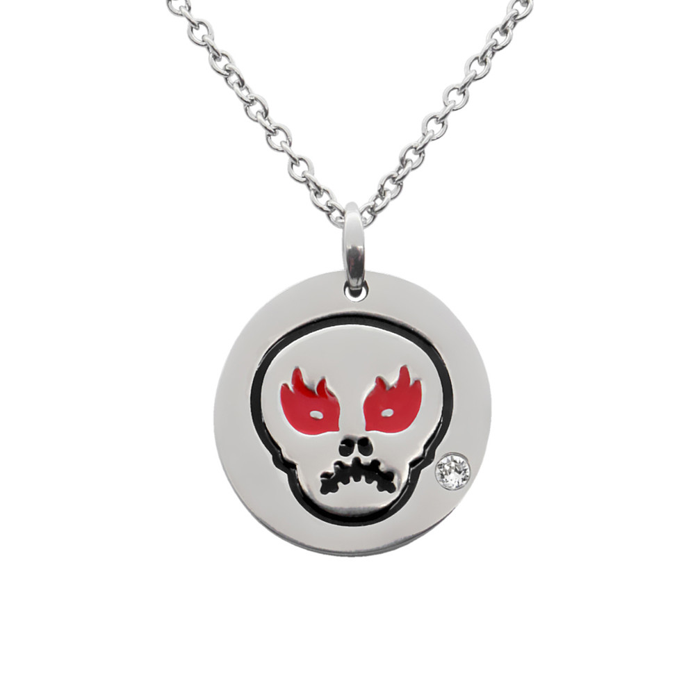 Sleepy Skull Emoji Necklace With Crystal