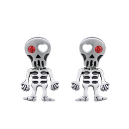 Love-Struck Red Eye Skeleton Earrings