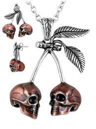 Cherry Skulls Necklace & Earrings Set