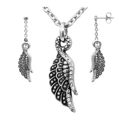 Shimmering Wing Necklace & Earrings Set