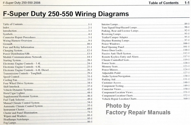 2008 Ford F250 F350 F450 F550 Super Duty Truck Electrical Wiring