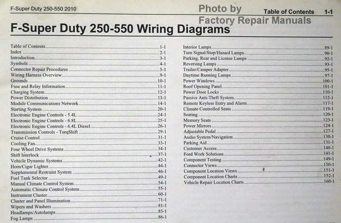 2010 Ford F250 F350 F450 F550 Super Duty Electrical Wiring