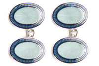 Silver Navy/ Bentley/Pale Blue Oval Cufflinks