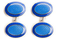 Silver Royal/Sky Blue Oval Cufflinks