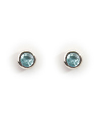 Silver & Faceted Stone Mini Donut Studs