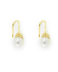 9ct Gold & Pearl Hook Earrings