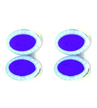 Silver, Pale & Royal Blue Oval Cufflinks