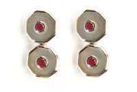 Silver, Mother of Pearl & Ruby Cufflinks