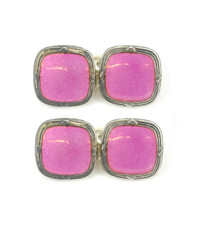 Silver, & Parrot Pink Square Cufflinks