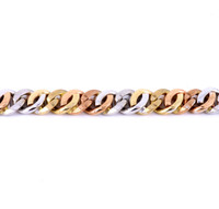 9ct White/Yellow/Rose Gold Curb Bracelet