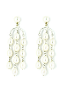 9ct White Gold & Pearl Chandelier Earrings